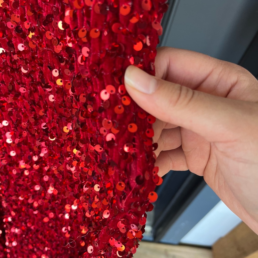 Alyce Paris Off-Shoulder Red Sequin Prom Gown - Picture 7 of 9